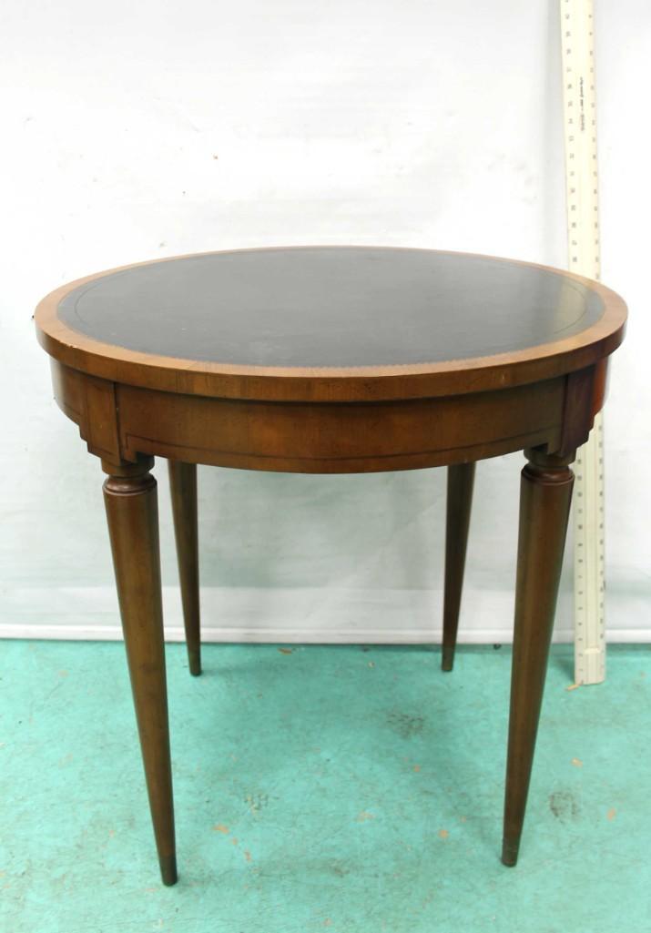 Vintage Leather Top Round Table (1 of 5)