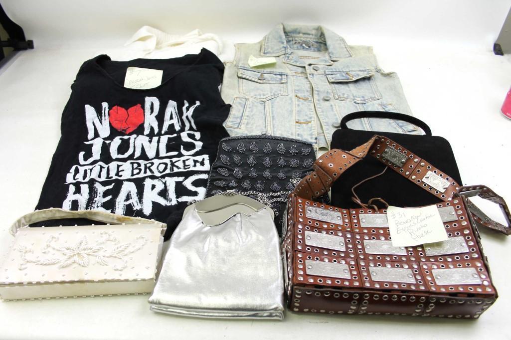 Lot of Purses, Jean Jacket, Norah Jones T-shirt, (1 of 5)