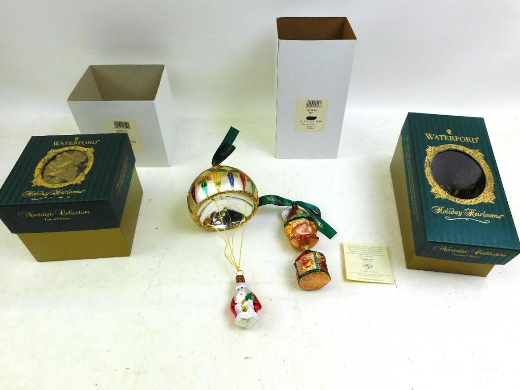 Set of 2 Waterford Glass Christmas Ornaments Santa's (1 of 5)