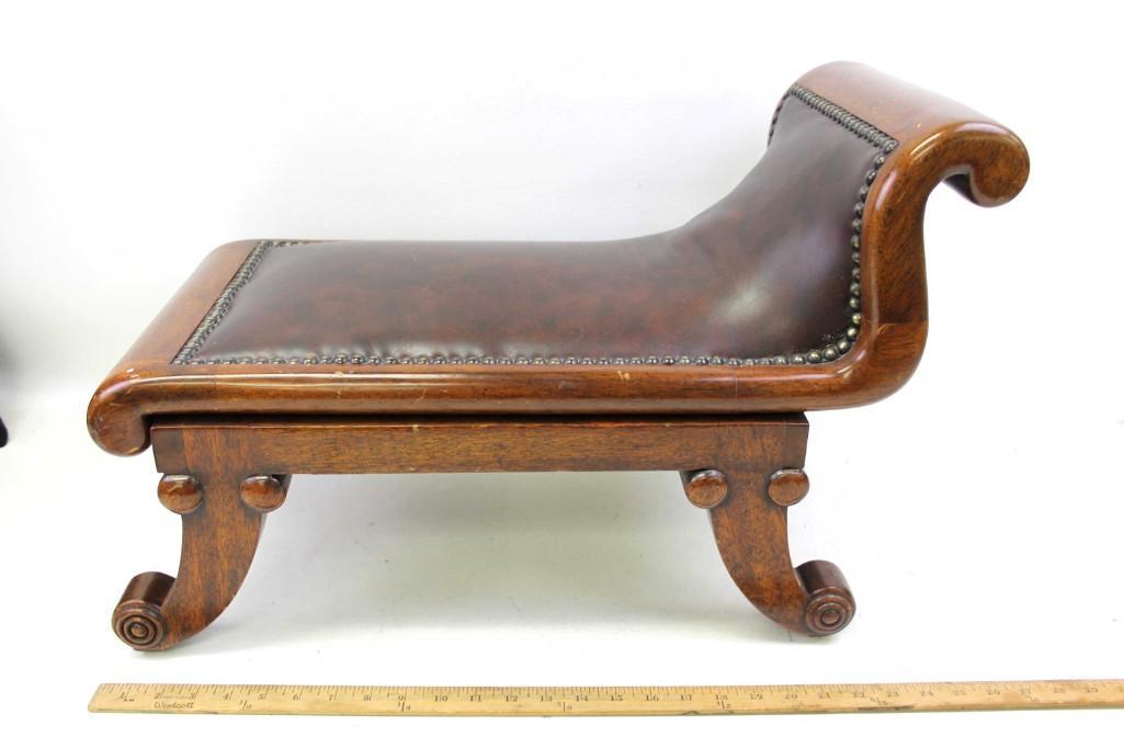 Adjustable Leather and Wooden Chair: Adjustable Leather and Wooden Chair Designed by Maitland-Smith It's fairly small, see the yard stick for size comparison