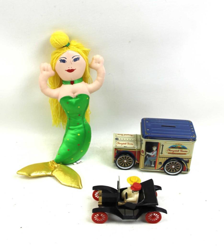 Collectibles Lot incl Cherrydale Farms Tin Bank , Old (1 of 4)