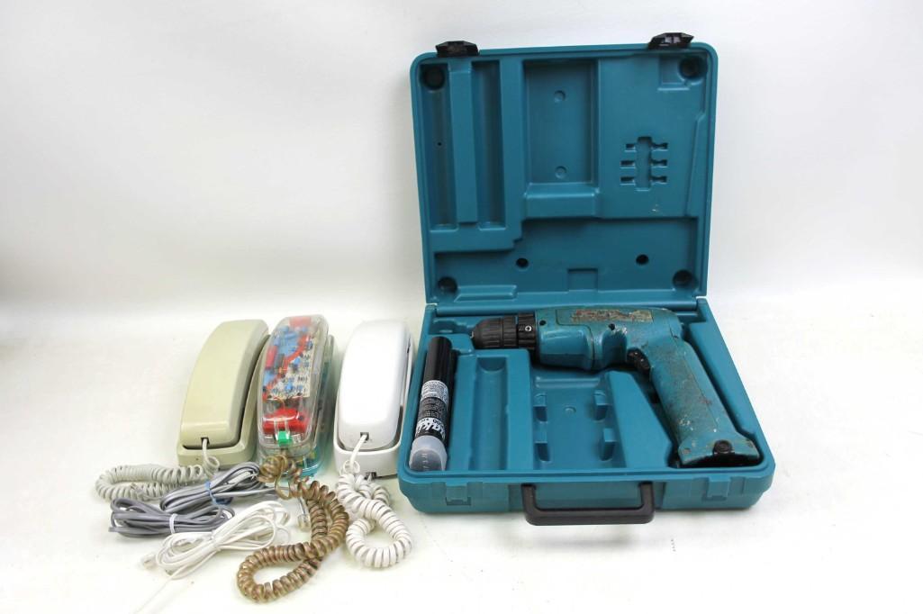 Makita Drill and 3 Vintage Telephones (1 of 4)