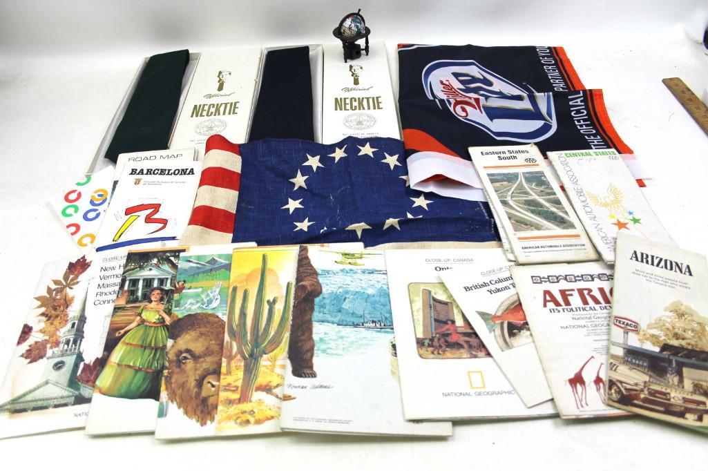 Ephemera Lot including Road Maps, 13 star US Flag, (1 of 9)