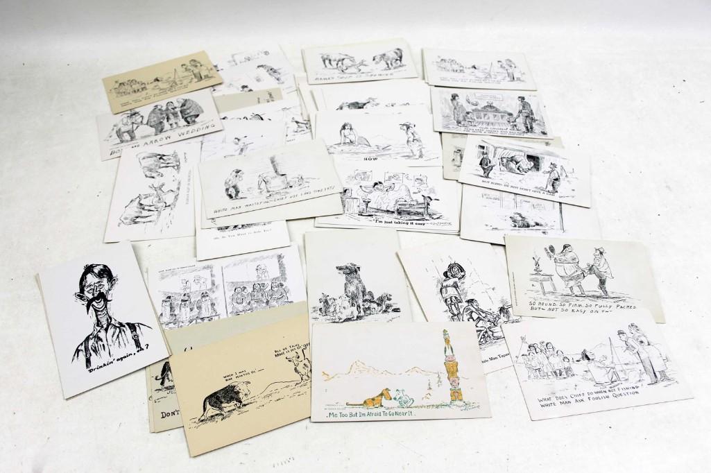Lot of Vintage Postcards incl Many with Native American: Lot of Vintage Postcards incl Many with Native American Cartoons
