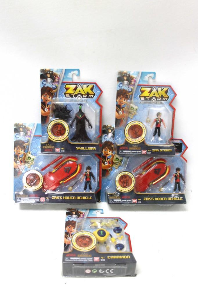 5 Zak Storm Action Figures: 5 Zak Storm Action Figures including Zak Storm , Skullivar, 2 Zak's Hover Vehicles , and Caramba all new in package