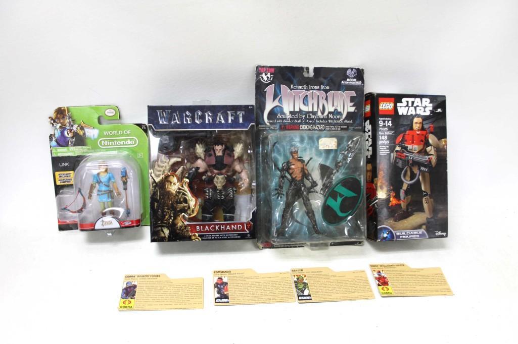 Toy Lot incl Star Wars Lego Set , Kenneth Irons: Toy Lot incl Star Wars Lego Set , Kenneth Irons Witchblade Action Figure , Warcraft Blackhand , Zelda Action figure all new in package plus some individual trading cards