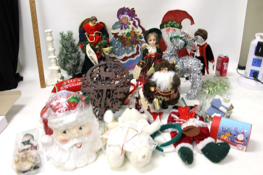 Christmas Lot incl Santa Cookie Jar , Dolls , Reindeer: Christmas Lot incl Ceramic Santa Cookie Jar , Dolls , Reindeer , Etc