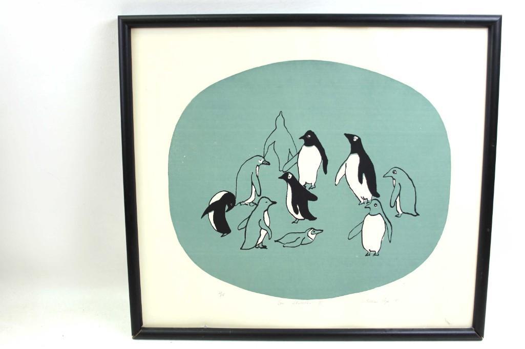 Signed Gillian Pope Penguin Lithograph Print: Signed Gillian Pope Penguin Lithograph Print Zoo Sketches II from 1981 Roughly 20" x 22.5"
