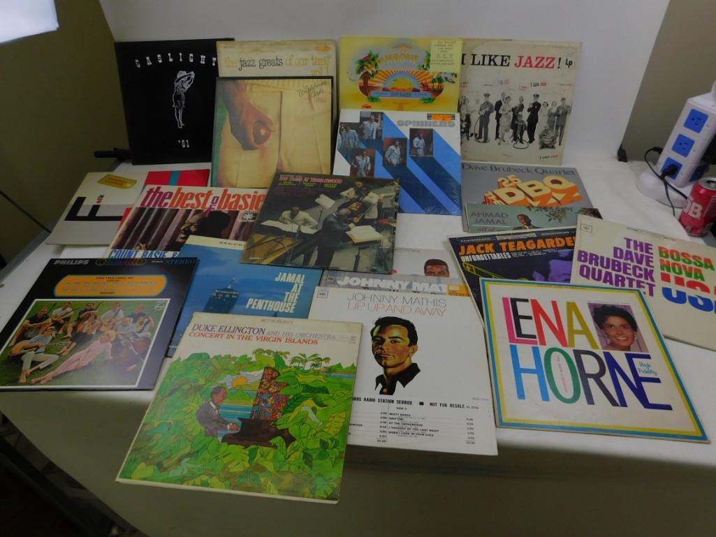 Lot of Jazz, Blues and Misc. Vinyl LP Records: Lot of Jazz, Blues and Misc. Vinyl LP Records Roughly 20. Includes: Duke Ellington, Count Basie, Johnny Mathis, The Spinners, Lena Horne, Dave Brubeck, Jack Teagarden, Wishbone Ash, etc.
