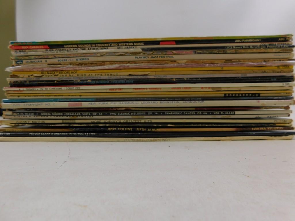 Lot of 25 Vinyl LP Records including Rock , Folk, etc.: Lot of 25 Vinyl LP Records including Rock , Folk, etc. Commander Cody, Ray Charles, Elvis Costello, Peter, Paul & Mary, Playboy Jazz Festival, Bachman-Turner Overdrive II, Little Feat, B.J. Thomas, He
