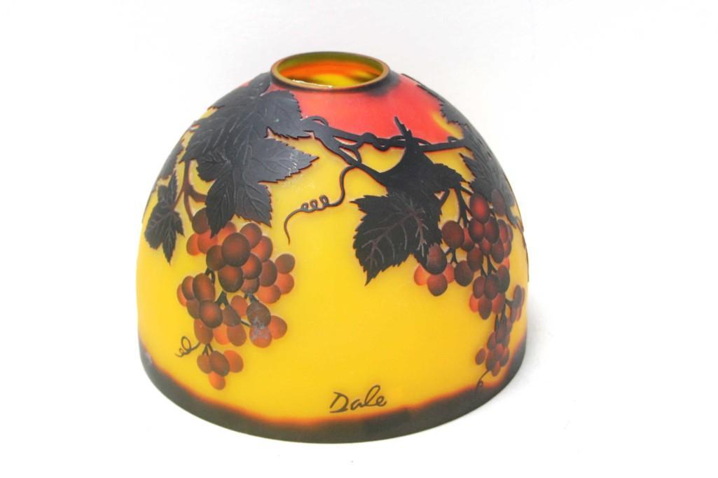 Dale Tiffany Cameo Lamp Shade Yellow Glass with Grape: Dale Tiffany Cameo Lamp Shade Yellow Glass with Grape Design