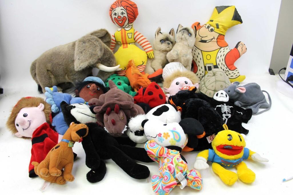 Lot of Plush incl Pac Man , Burger King , Felix the Cat: Lot of Plush incl Pac Man , Burger King , Felix the Cat , Scooby Doo , Ronald McDonald , Snoopy , Etc