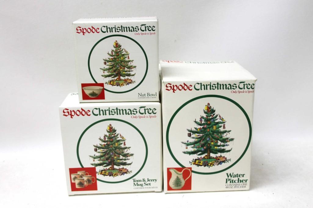 Spode Christmas Tree Water Pitcher , Nut Bowl , Mugs: Spode Christmas Tree Water Pitcher , Nut Bowl , Tom & Jerry Mugs New in Box