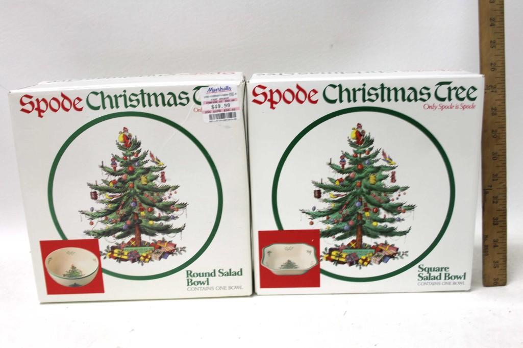 Spode Christmas Tree Round Salad Bowl and Square Salad: Spode Christmas Tree Round Salad Bowl and Square Salad Bowl New in Box