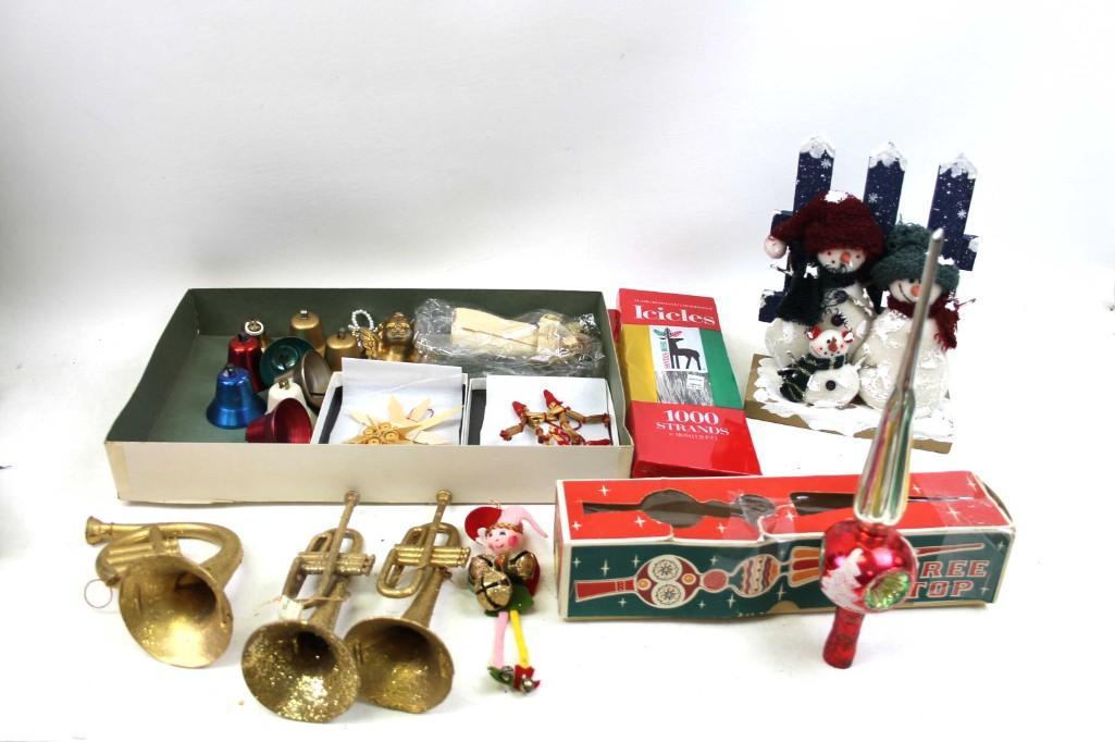 Christmas Lot incl Vintage Mercury Glass Tree Topper in: Christmas Ornaments Lot incl Vintage Mercury Glass Indent Tree Topper in Original Box