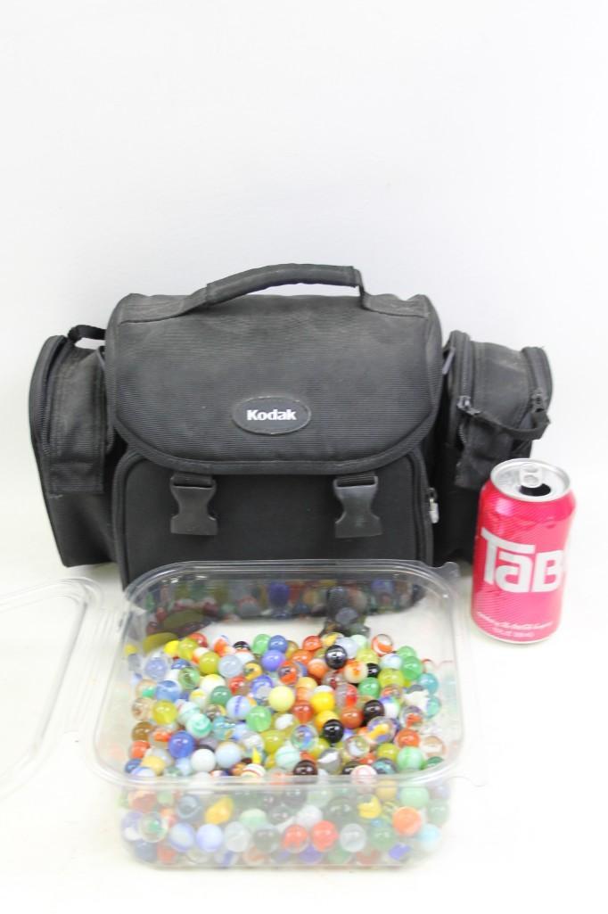 Lot of Marbles and a Camera Bag: Lot of Marbles and a Camera Bag