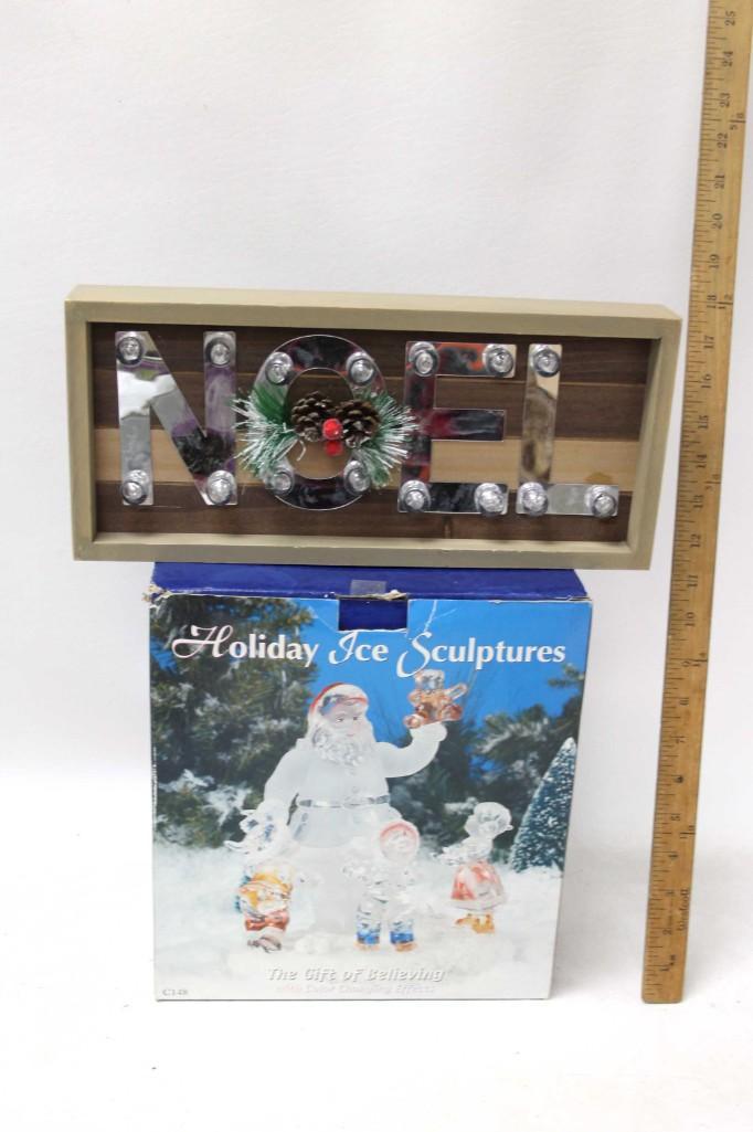 Christmas Lot incl Noel Sign and Holiday Ice Sculpture: Christmas Lot incl Noel Sign and Holiday Ice Sculpture Figures