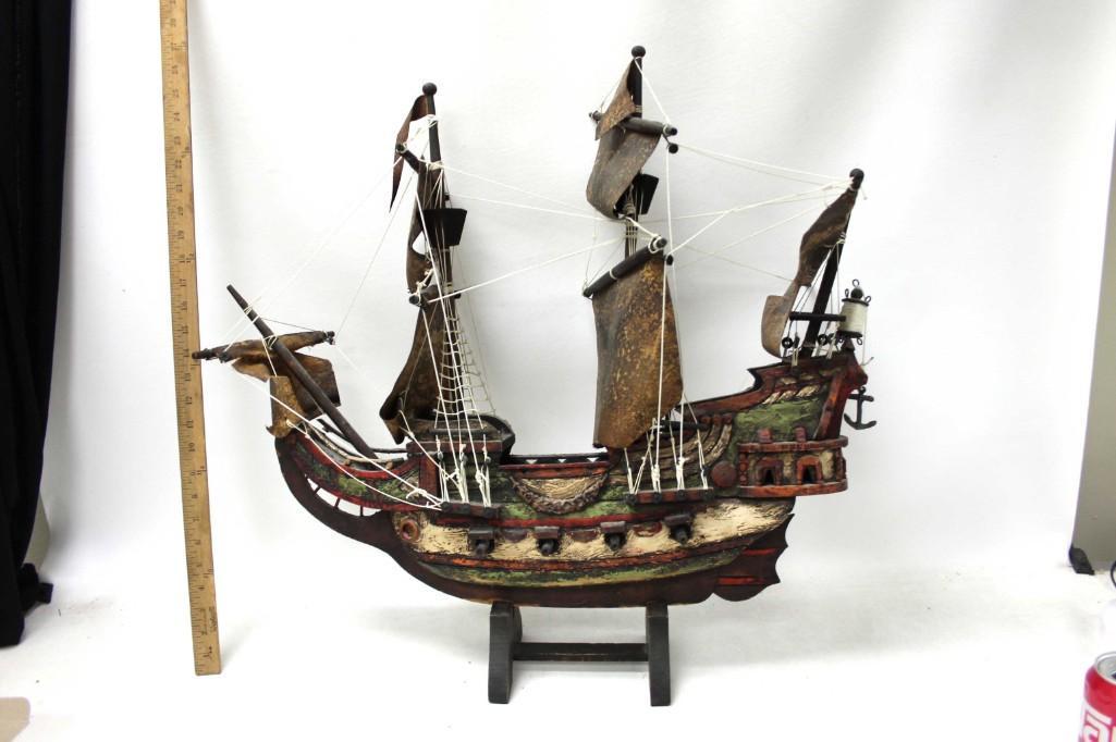 Elaborate Wooden Pirate Ship Model: Elaborate Wooden Pirate Ship Model