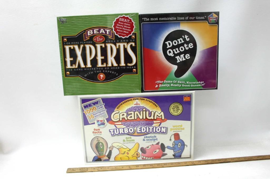 3 New Board Games incl Don't Quote Me , Beat the: 3 New Board Games incl Don't Quote Me , Beat the Experts , Cranium Turbo Edition All New and Sealed