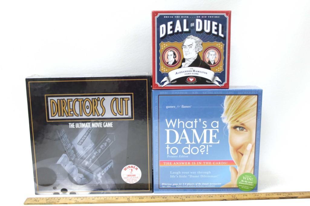 3 New Games incl Directors Cut , Deal or Duel , What's: 3 New Games incl Directors Cut , Deal or Duel , What's a Dame to Do All new and sealed