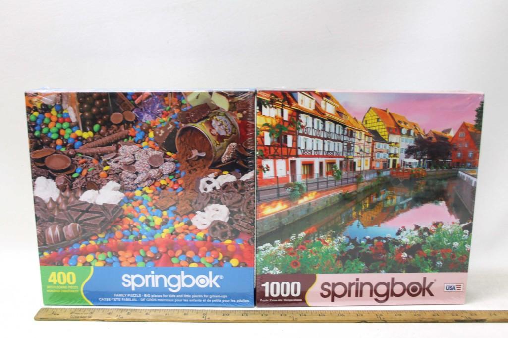 2 New and Sealed Jigsaw Puzzles incl Springbok: 2 New and Sealed Jigsaw Puzzles incl Springbok 1000 piece and Springbok 400 piece . Both are new and sealed