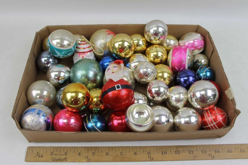 Lot of Vintage Mercury Glass Christmas Ornaments: Lot of Vintage Mercury Glass Christmas Ornaments