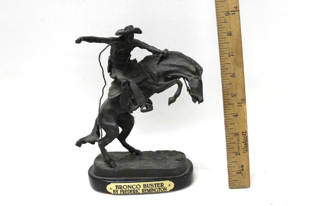 Bronco Buster Reproduction Frederic Remington Sculpture: Bronco Buster Reproduction Frederic Remington Sculpture or Statue Approx 8 1/2" tall