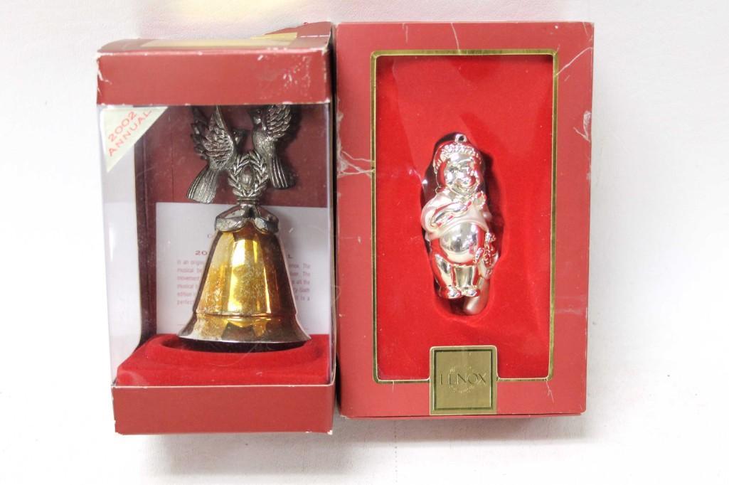 2 Lenox Christmas Ornaments incl Candy Cane Pooh and: 2 Lenox Christmas Ornaments incl Walt Disney Candy Cane Pooh and 2002 Twenty-Sixth Annual Musical Bell in Original Boxes