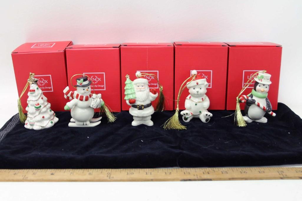 Lenox Very Merry Porcelain Christmas Ornaments Set of 5: Lenox Very Merry Porcelain Christmas Ornaments Set of 5 New in Box