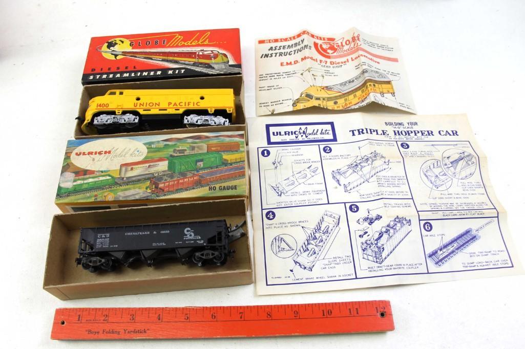 Lot of 2 Model Train Cars incl Union Pacific Locomotive: Lot of 2 Model Train Cars incl Union Pacific Locomotive and Chesapeake & Ohio hopper car. Both of these are already-built kits