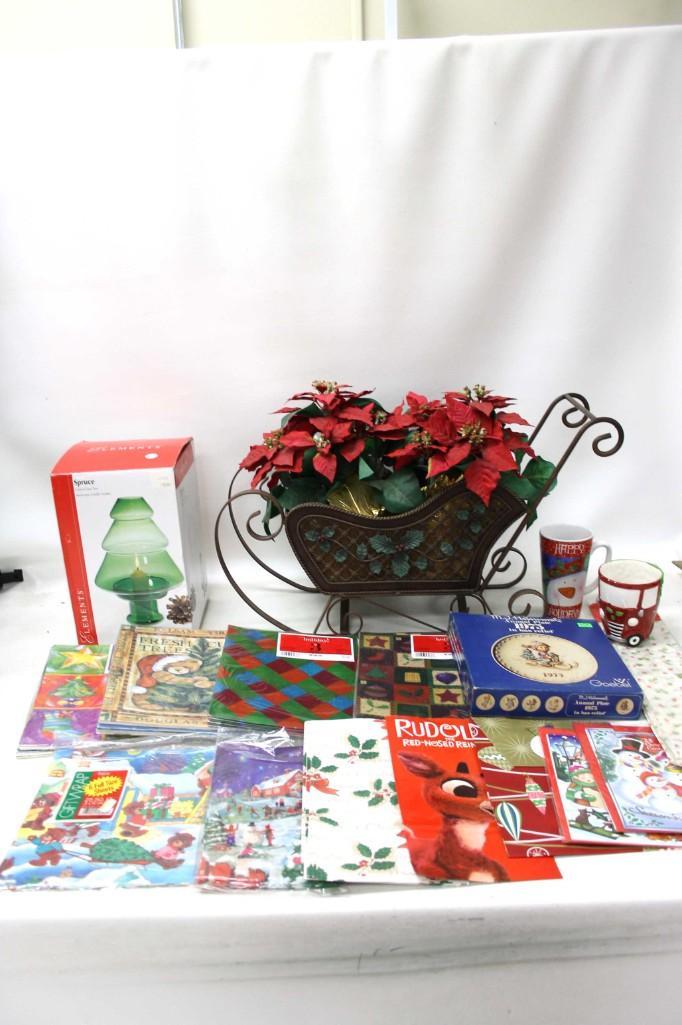 Christmas Lot incl Goebel Hummel 1975 Plate , Gift Wrap: Christmas Lot incl Goebel Hummel 1975 Plate in Original Box , Gift Wrap , Decor , Mugs , Etc