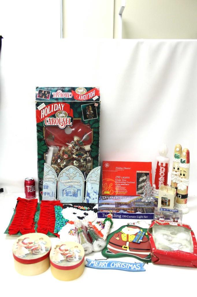 Christmas Lot incl Clip on Glass Bird Ornaments , Blow: Christmas Lot incl Mercury Glass Bird Ornaments , Blow Molds , Vintage Popcorn Plastic Snowman , etc