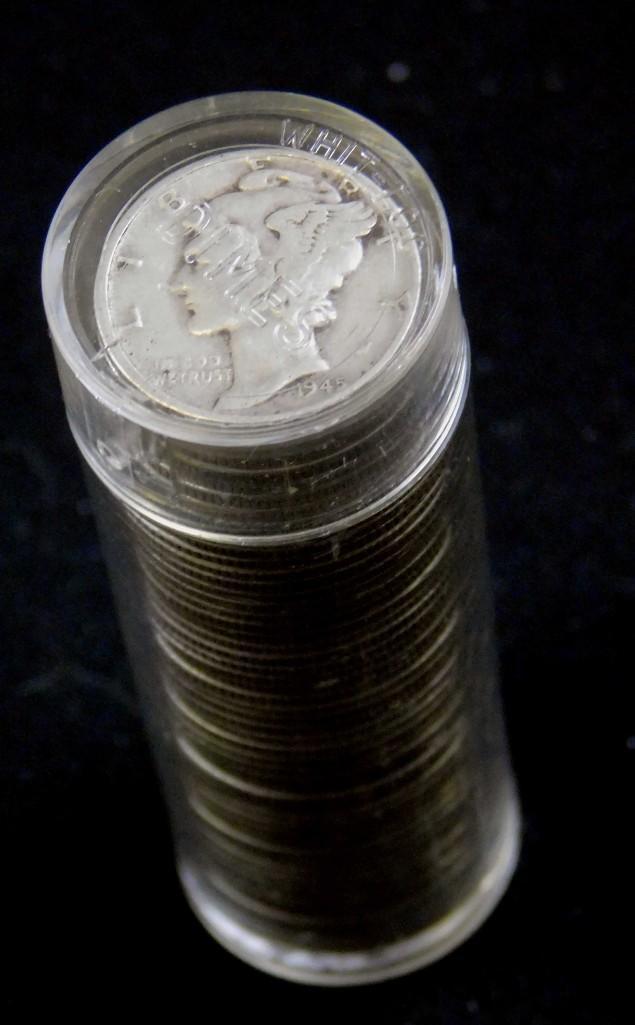 Roll of 50 Mercury Dimes 90% Silver: Roll of 50 Mercury Dimes 90% Silver