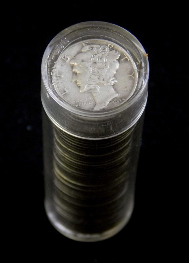 Roll of 50 Mercury Dimes 90% Silver: Roll of 50 Mercury Dimes 90% Silver