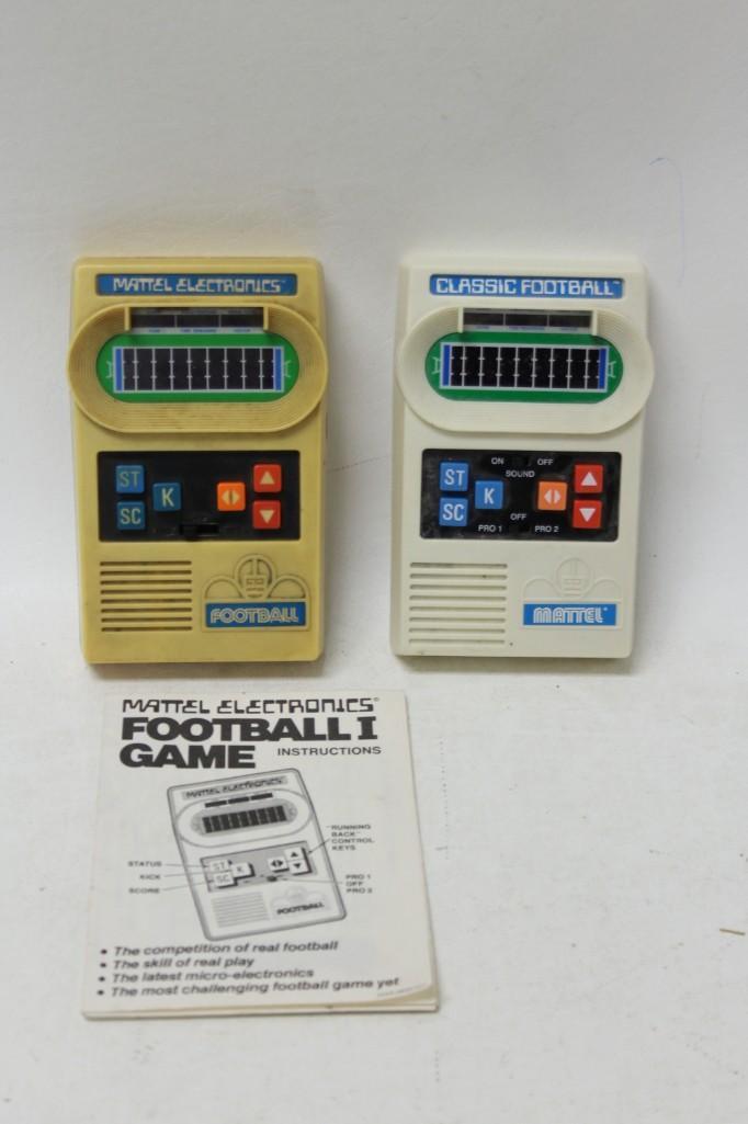 Pair of Mattel Electronics Football I Games: Pair of Mattel Electronics Football I Games includes an instruction manual. "The latest micro-electronics"