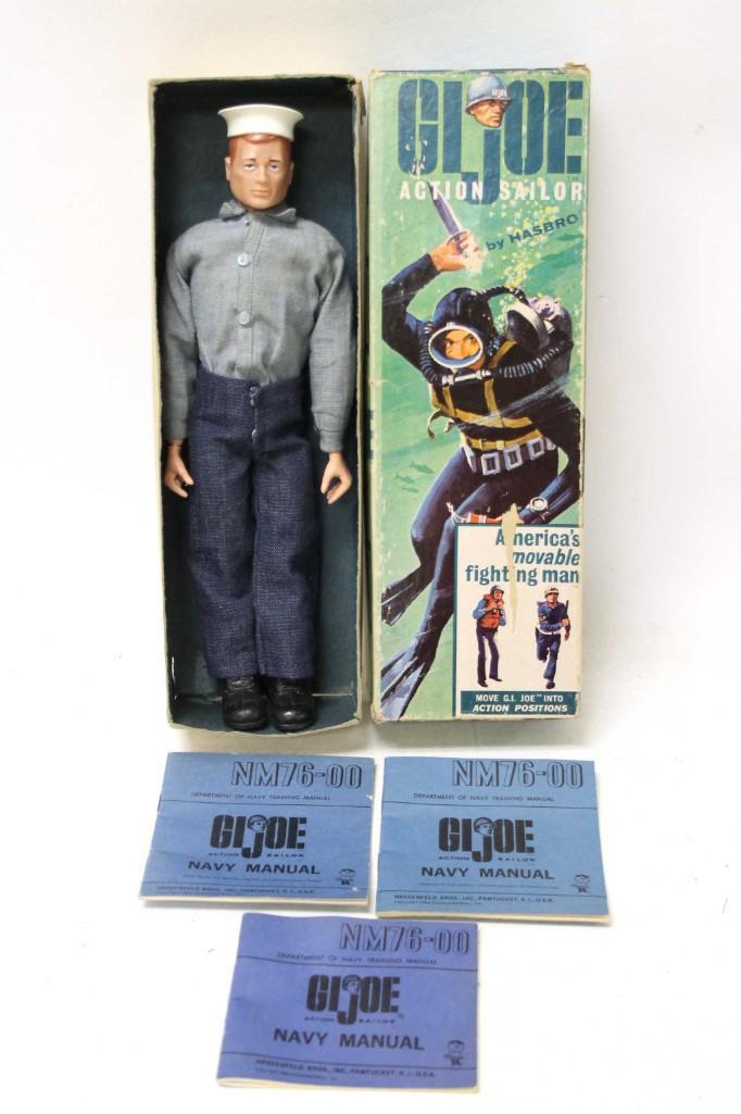 Vintage 1960s GI Joe Sailor w Box and Manuals Hasbro: Vintage 1960s GI Joe Action Sailor w Box and Manuals Hasbro