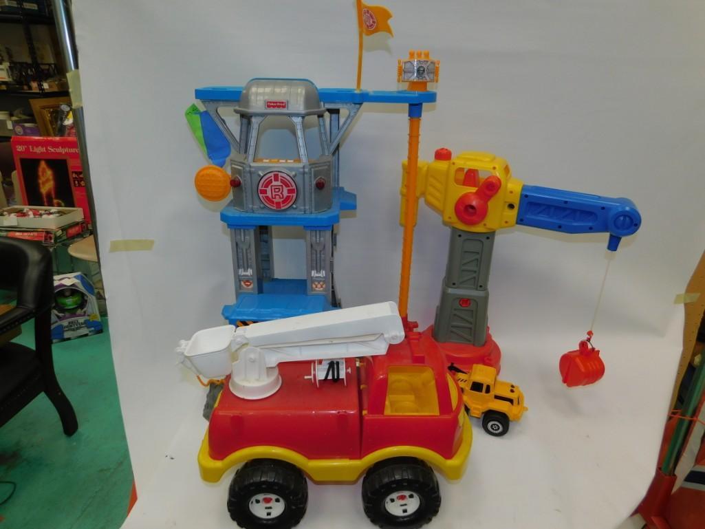 Vintage Toys including Fisher-Price: Vintage Toys including Fisher-Price Cherry Picker Truck, Crane, etc.