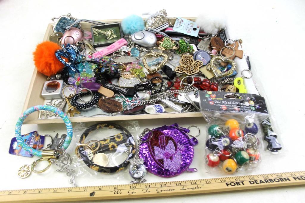 Large Lot of Costume Jewelry, Key Chains, etc.: Large Lot of Costume Jewelry, Key Chains, etc. Includes Pool Ball key chains. Lots of goodies