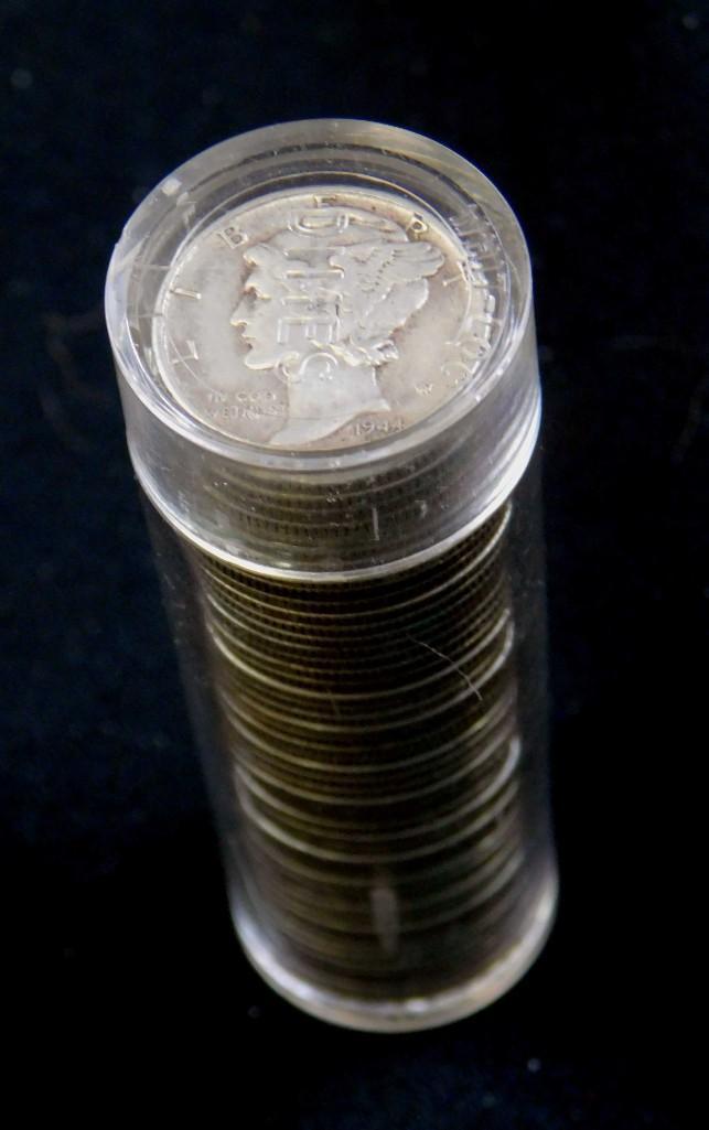 Roll of 50 Mercury Dimes 90% Silver: Roll of 50 Mercury Dimes 90% Silver in a Tube