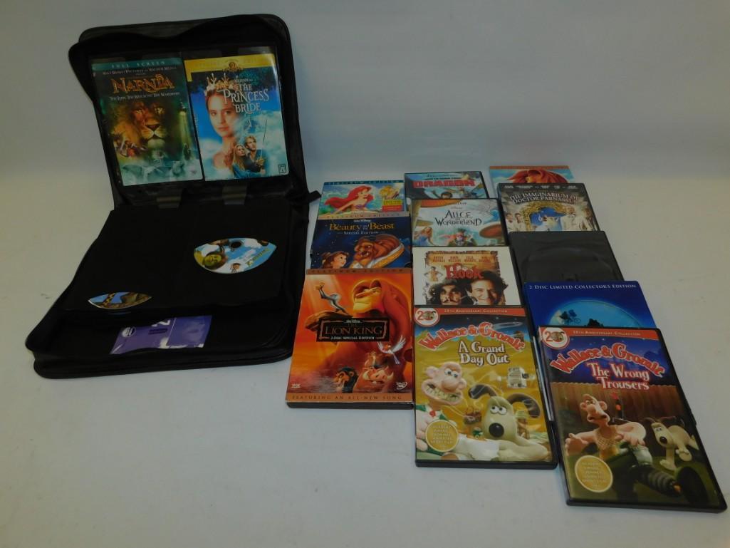 Lot of Children's DVD's including Disney: Lot of Children's DVD's including Disney Includes Narnia, The Princess Bride, Little Mermaid, Beauty and the Beast, Lion King, Wallace & Gromit, Hook, Alice in Wonderland, How to Train your Dragon, ET