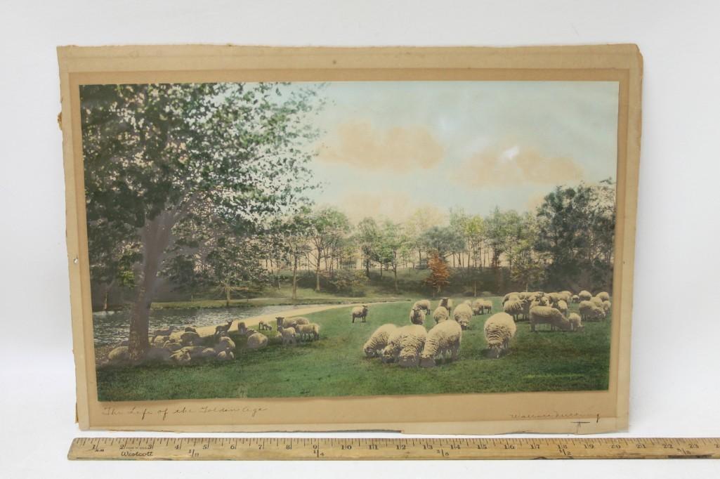 Wallace Nutting Hand Colored Photograph Pencil Signed: Wallace Nutting Hand Colored Photograph Pencil Signed Roughly 20" across