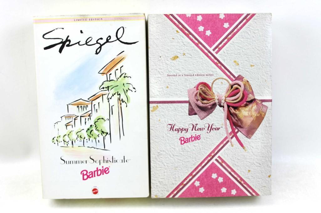 2 Barbies incl Spiegel Summer Sophisticate Barbie and: 2 Mattel Barbies incl Limited Edition Spiegel Summer Sophisticate Barbie and Limited Edition Happy New Year Barbie New in Boxes