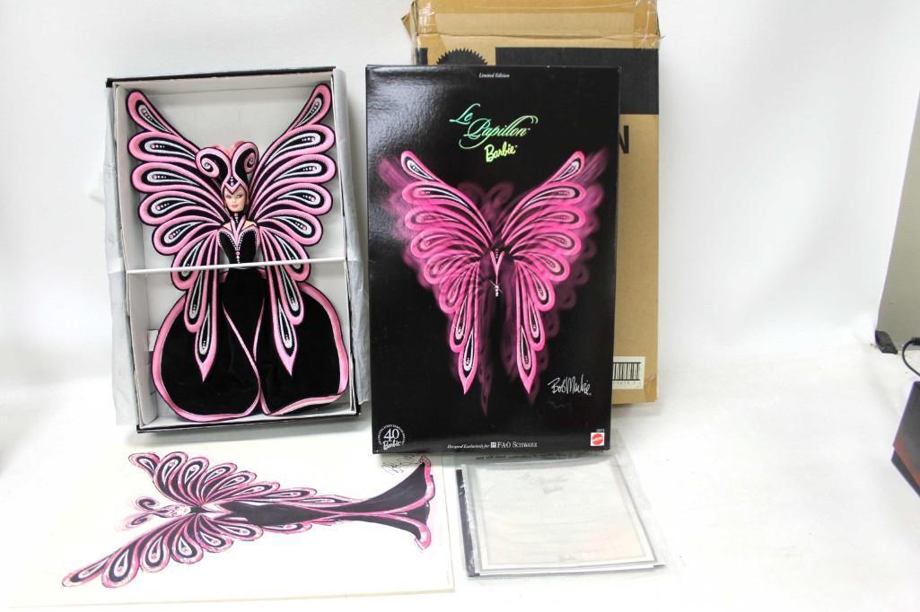 Bob Mackie 1999 Barbie Le Papillon Butterfly Limited: Bob Mackie 1999 Barbie Le Papillon Butterfly Limited Edition Doll in Box with Paperwork and Picture