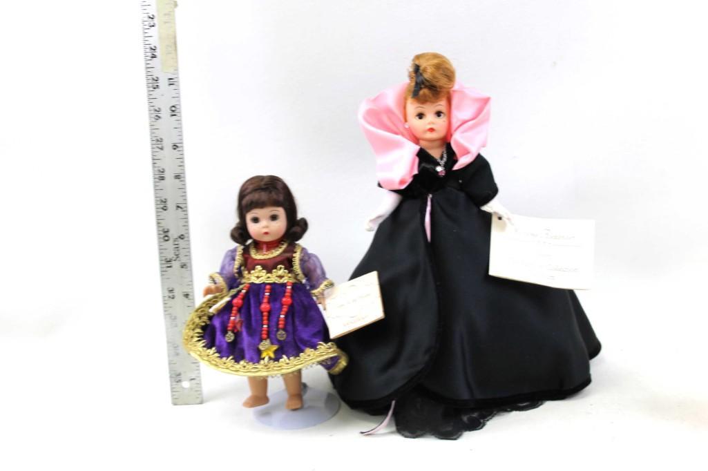 2 Madame Alexander Dolls incl Gypsy of the World and: Lot of 2 Madame Alexander Dolls including Madame Alexander Gypsy of the World 8" Doll with Stand, Missing shoes and accessories, and Madame Alexander Classics the Fashion Collection 10" onyx Velvet Ci