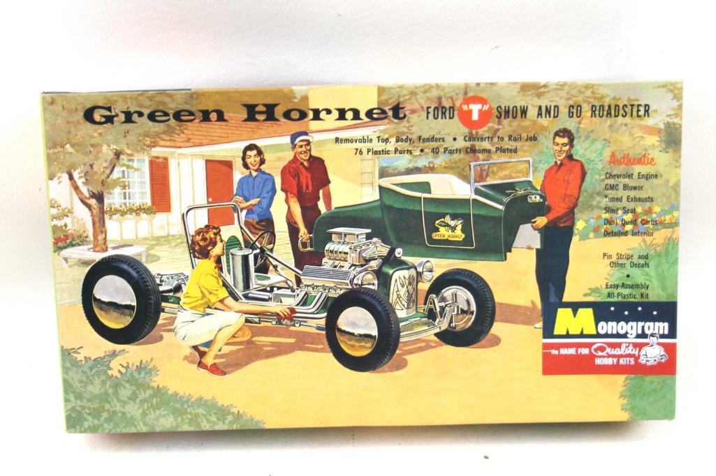 Monogram Green Hornet Model Kit in Original Box: Monogram Green Hornet Ford T Show and Go Roadster Model Kit in Original Box . Includes everything you see in the pictures
