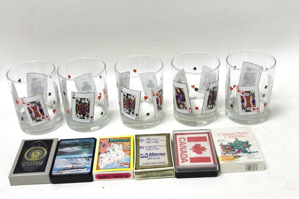 Playing Card Rocks Glasses and Playing Cards: Playing Card Rocks Glasses and Playing Cards Condition: playing cards unchecked for completeness