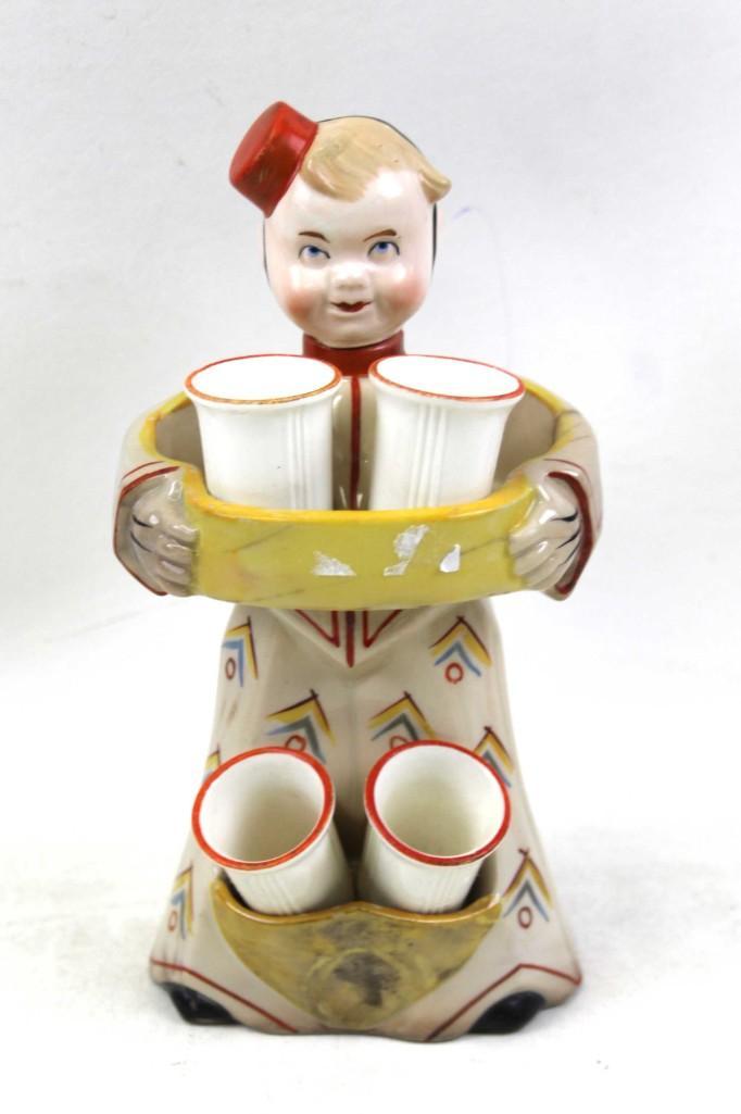 Schafer and Vater German Bellhop Decanter / Shot Glass: Schafer and Vater German Bellhop Decanter / Shot Glass Holder