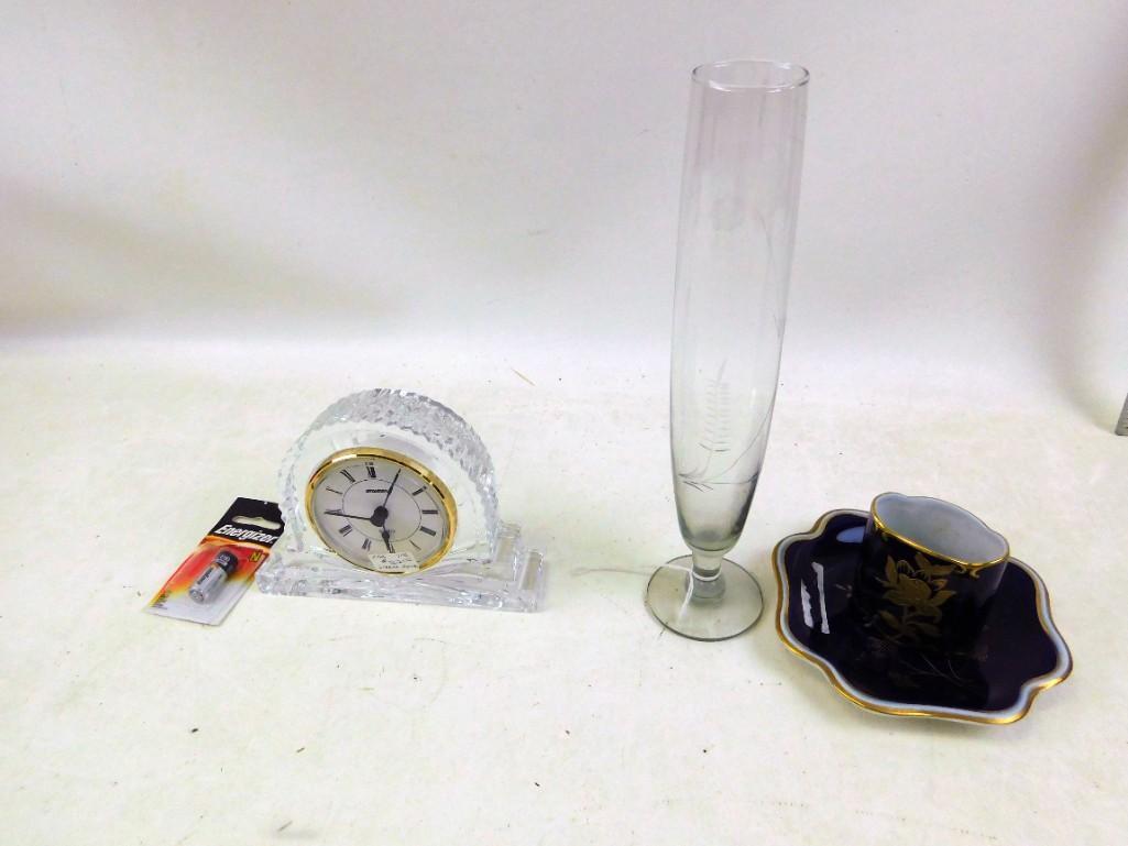 Staiger Crystal Clock , Vintage Teacup , etc: Staiger Crystal Clock , Vintage East German Teacup , etc. Teacup is an oval shape in more of a traditional style with no handle