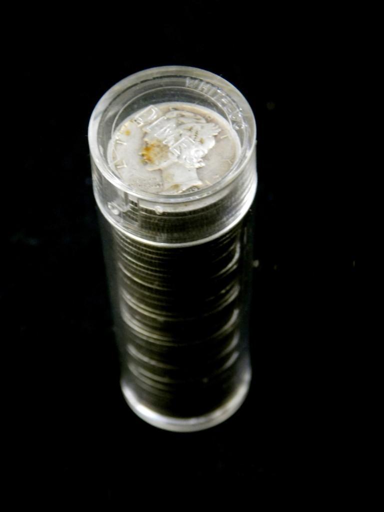 Roll of 50 Mercury Dimes 90% Silver: Roll of 50 Mercury Dimes 90% Silver
