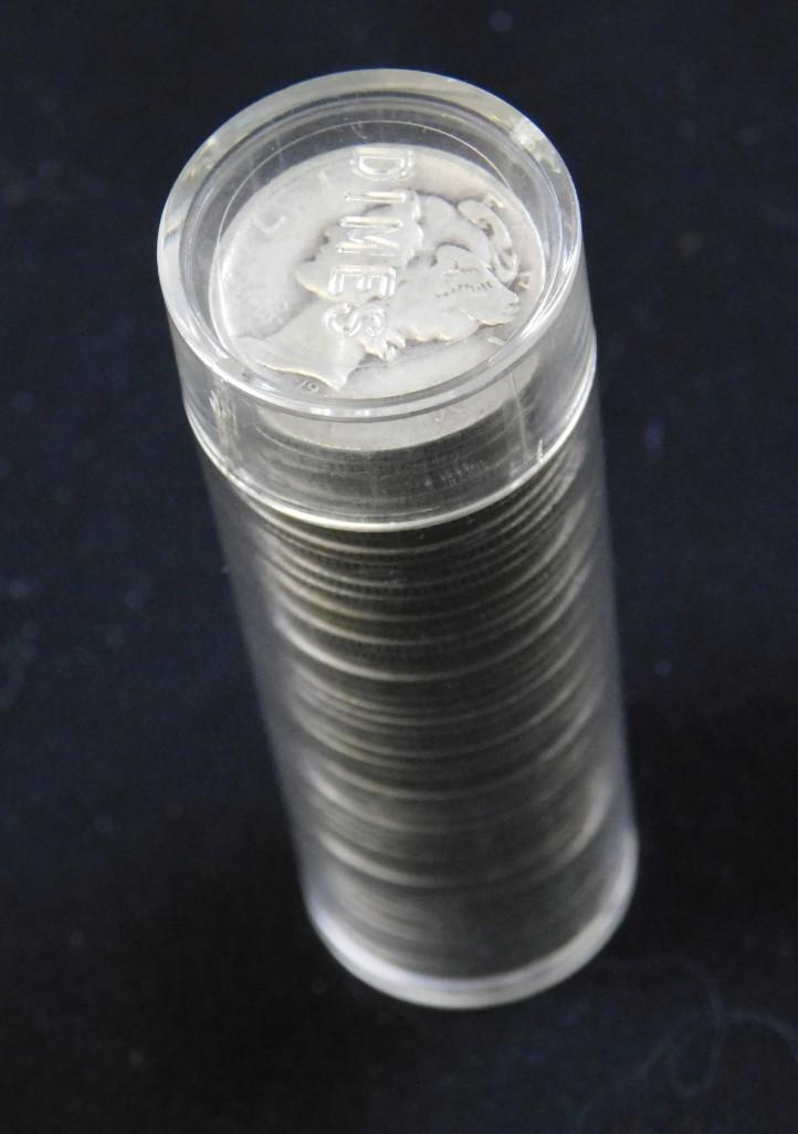 Roll of 50 Mercury Dimes 90% Silver: Roll of 50 Mercury Dimes 90% Silver